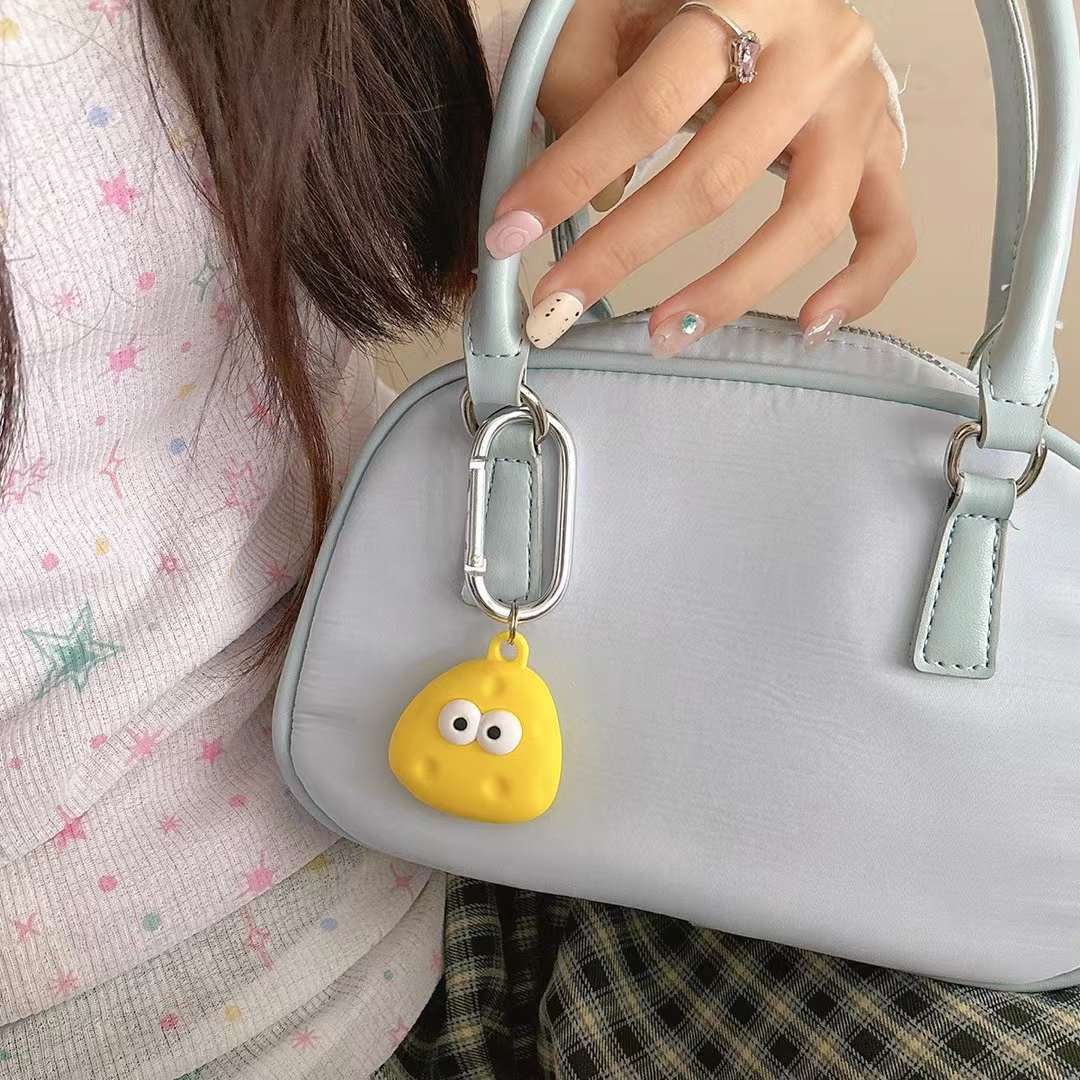 Cute Air Tag Keychain Yellow Teddy Case