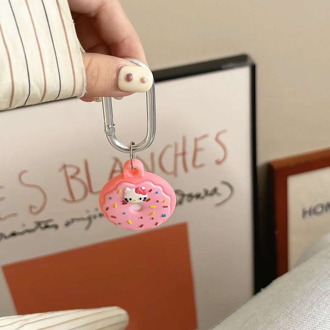 Cute Air Tag Keychain Pink Donut Case