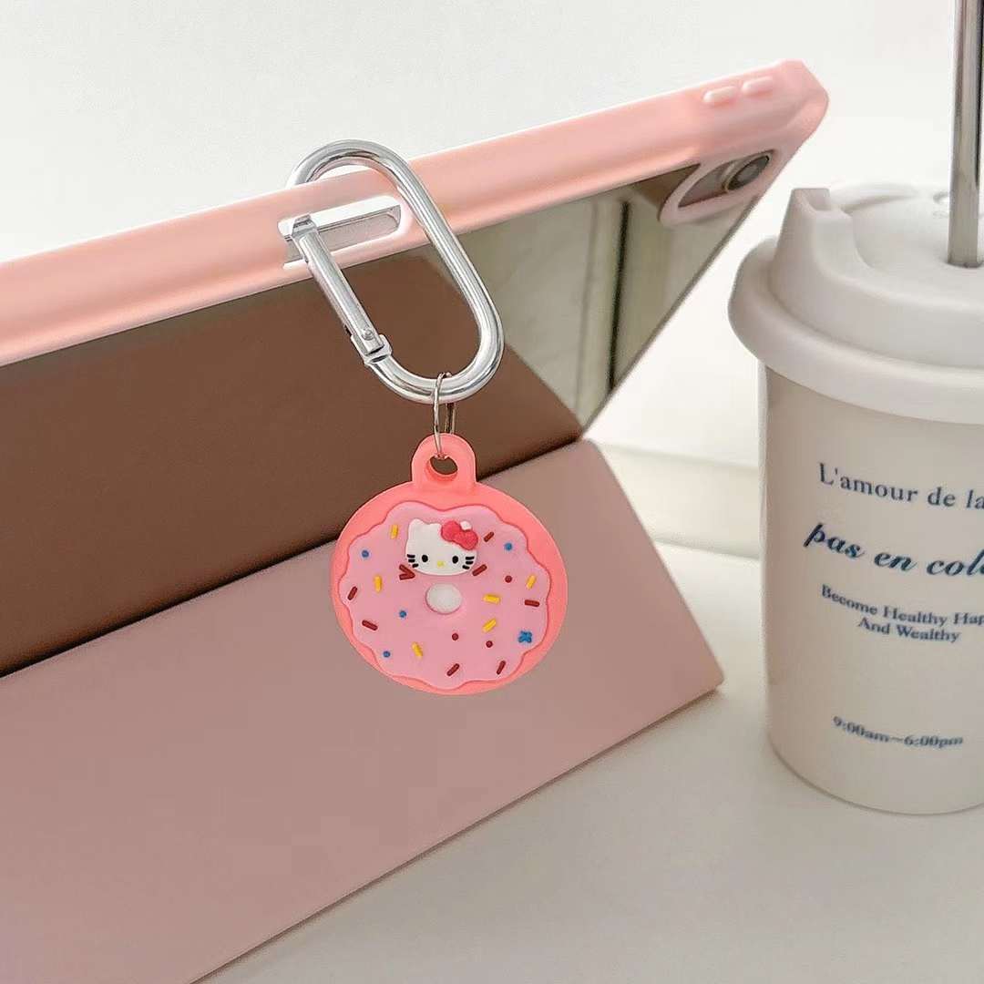 Cute Air Tag Keychain Pink Donut Case