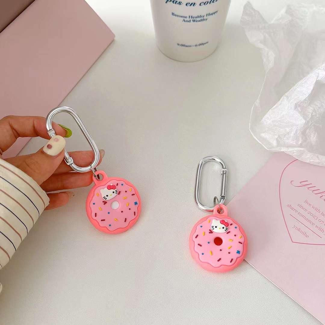 Cute Air Tag Keychain Pink Donut Case