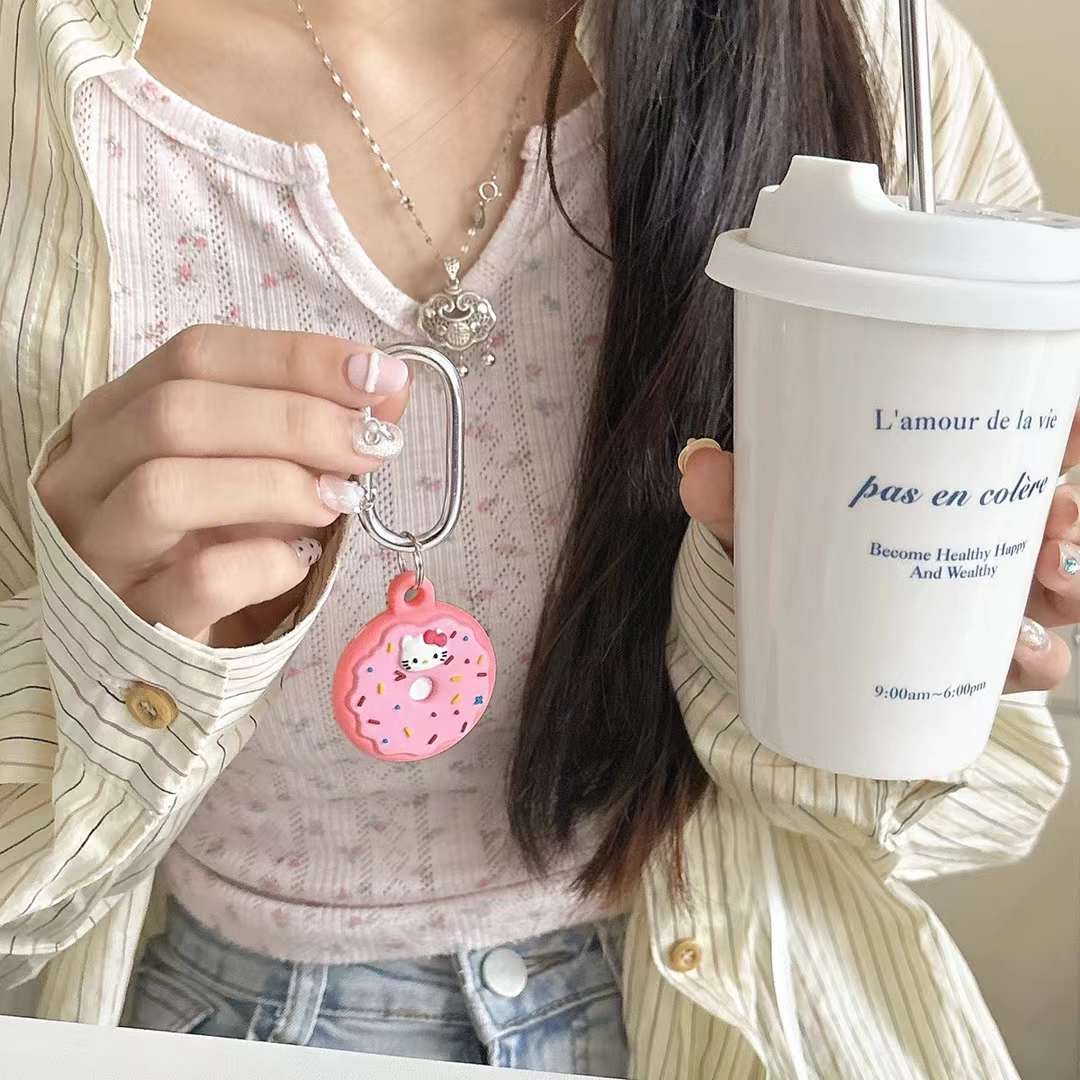 Cute Air Tag Keychain Pink Donut Case