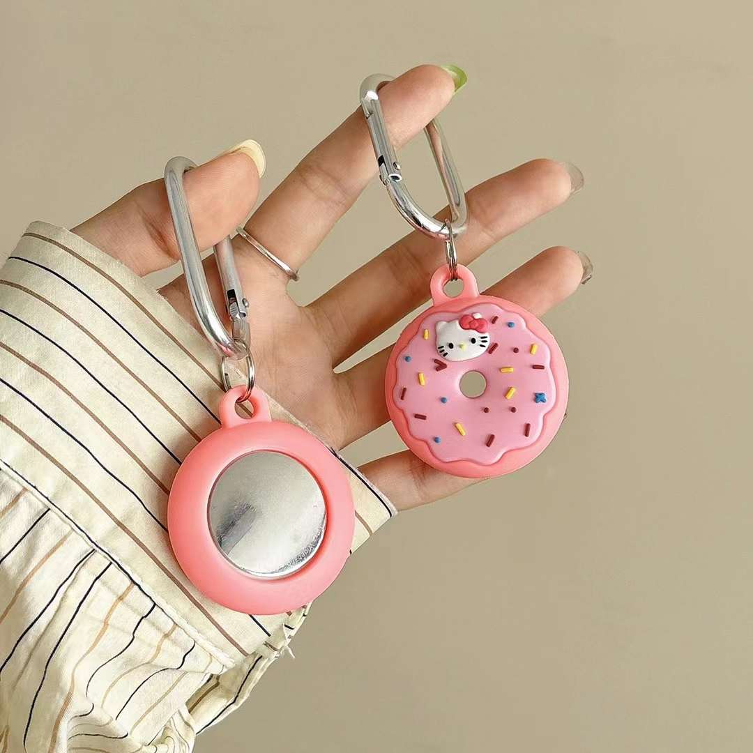 Cute Air Tag Keychain Pink Donut Case