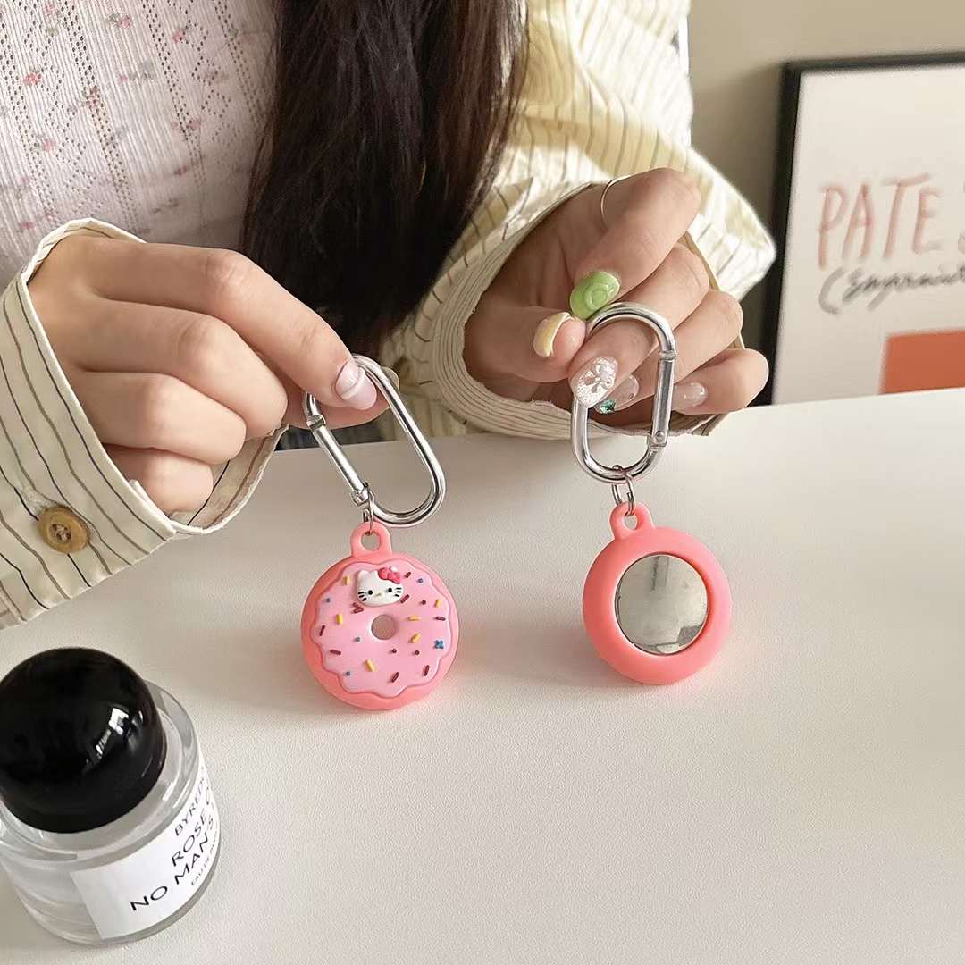 Cute Air Tag Keychain Pink Donut Case