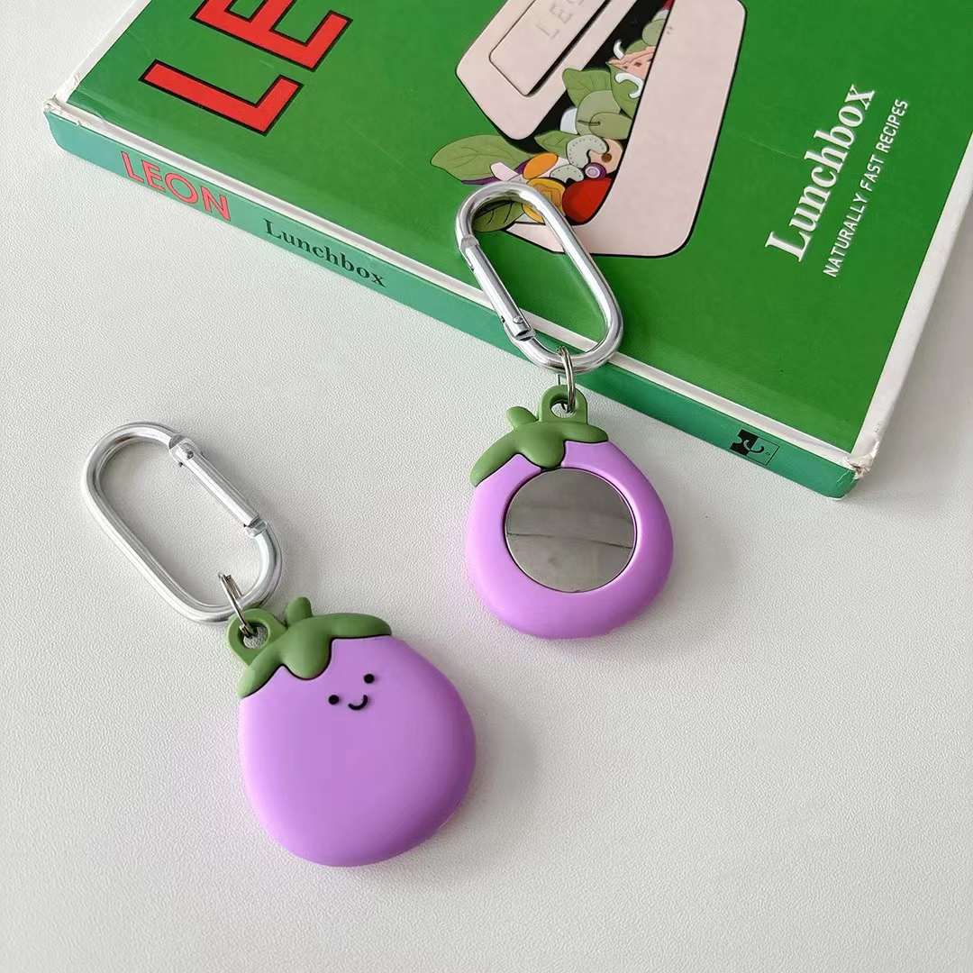 Cute Air Tag Keychain Purple Eggplant Case