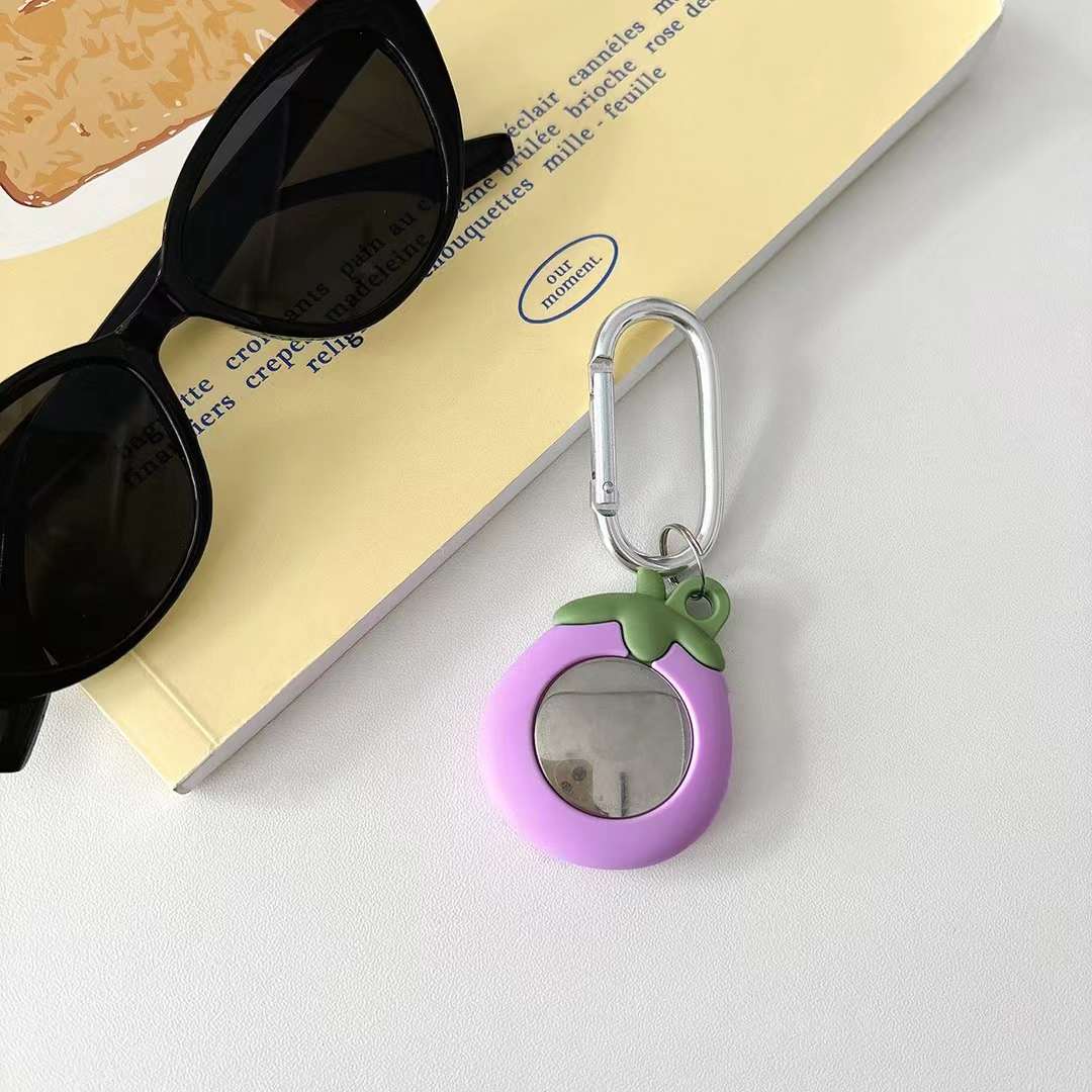 Cute Air Tag Keychain Purple Eggplant Case