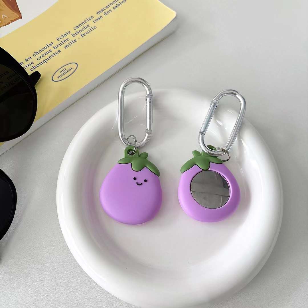 Cute Air Tag Keychain Purple Eggplant Case