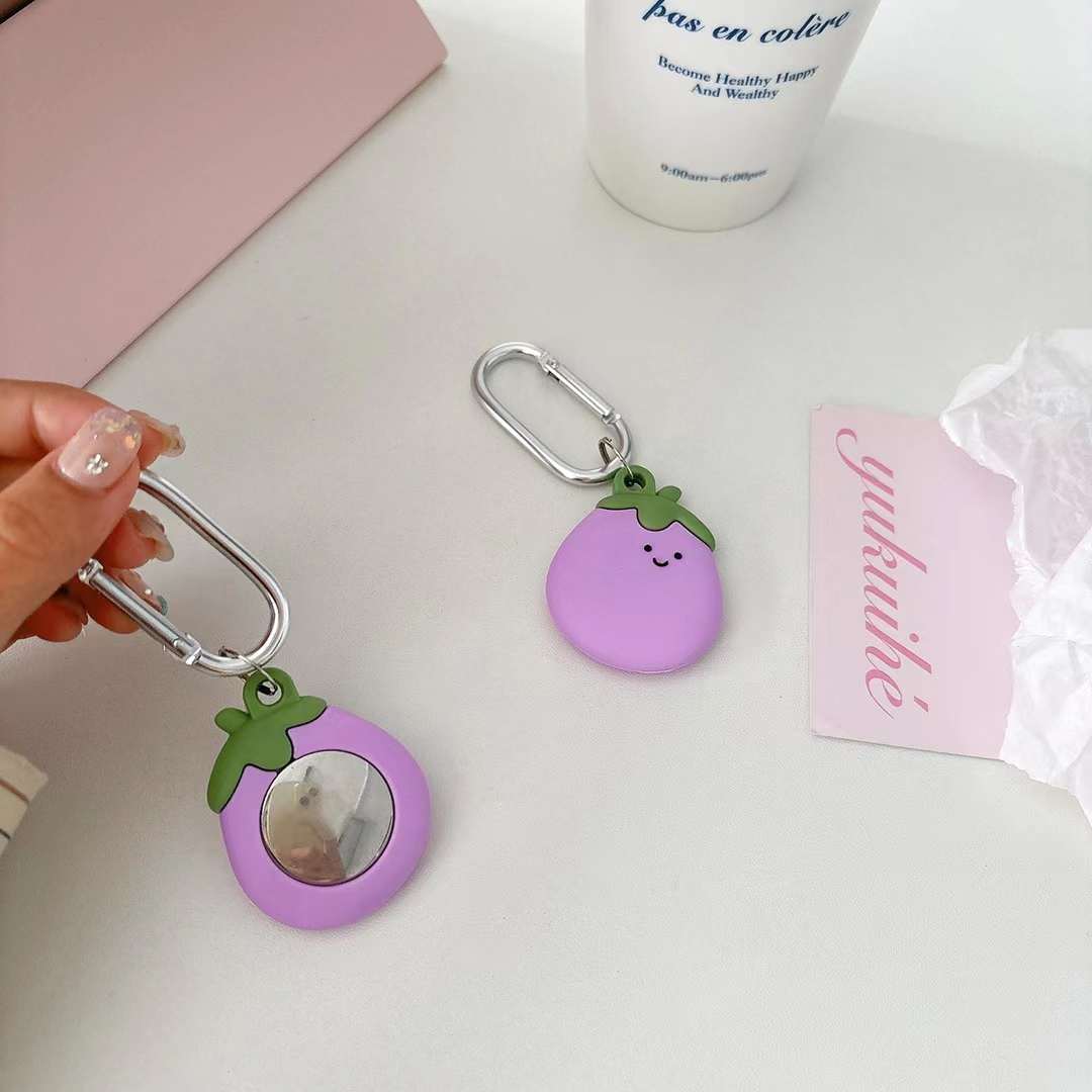 Cute Air Tag Keychain Purple Eggplant Case