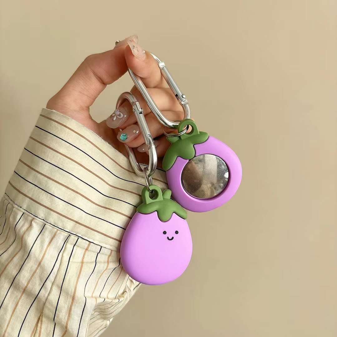 Cute Air Tag Keychain Purple Eggplant Case