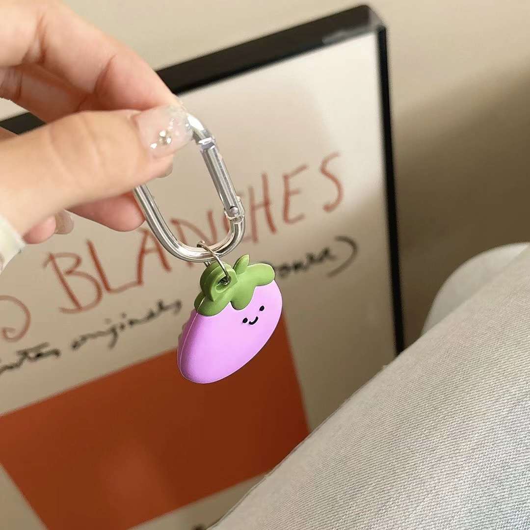 Cute Air Tag Keychain Purple Eggplant Case