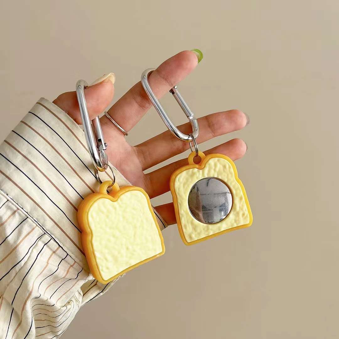 Cute Air Tag Keychain Bread Case