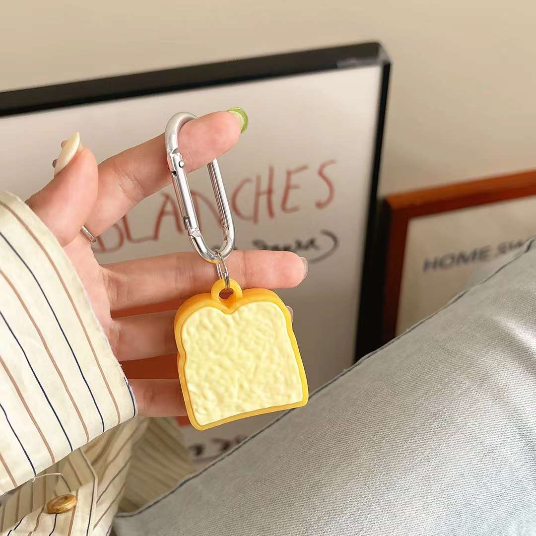 Cute Air Tag Keychain Bread Case