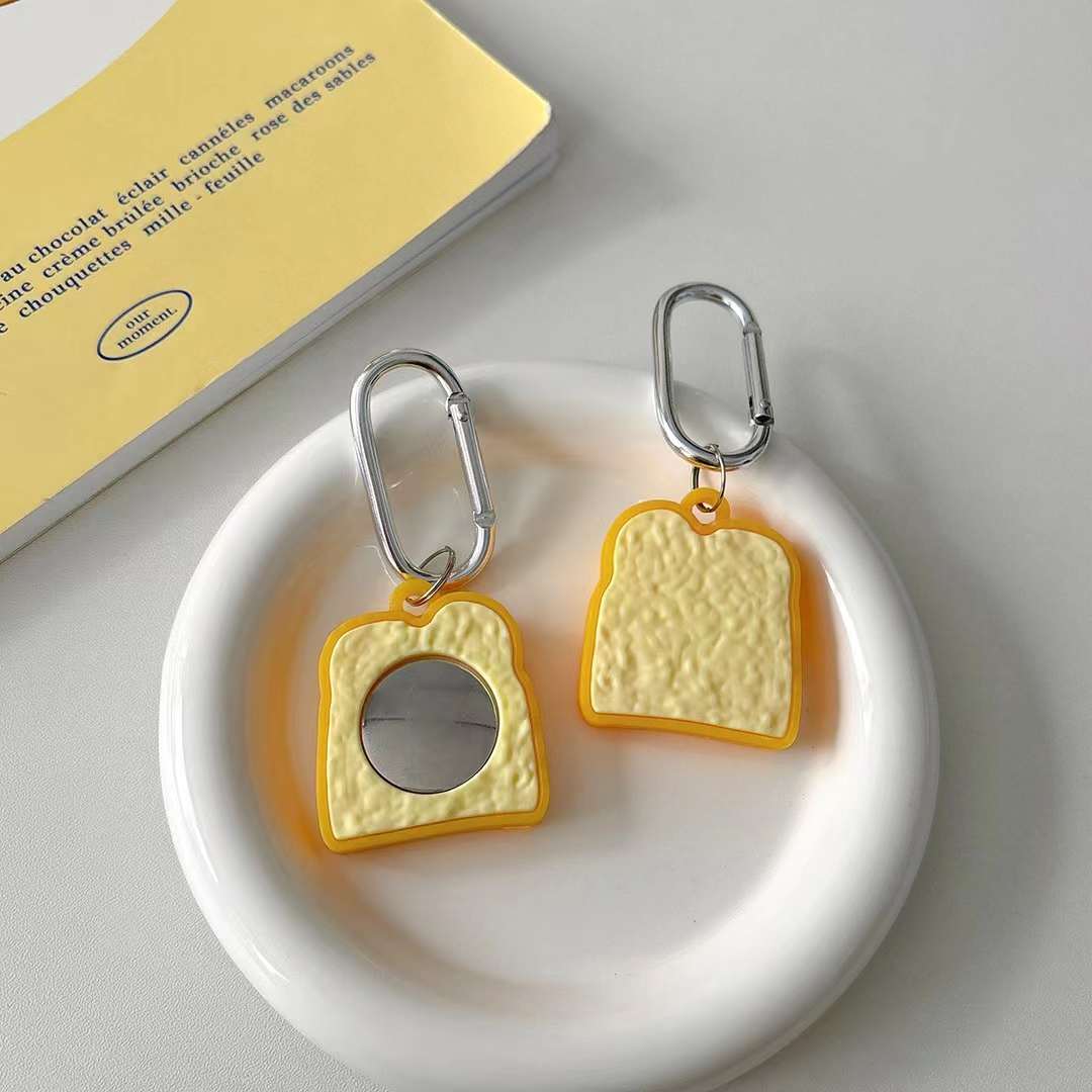 Cute Air Tag Keychain Bread Case