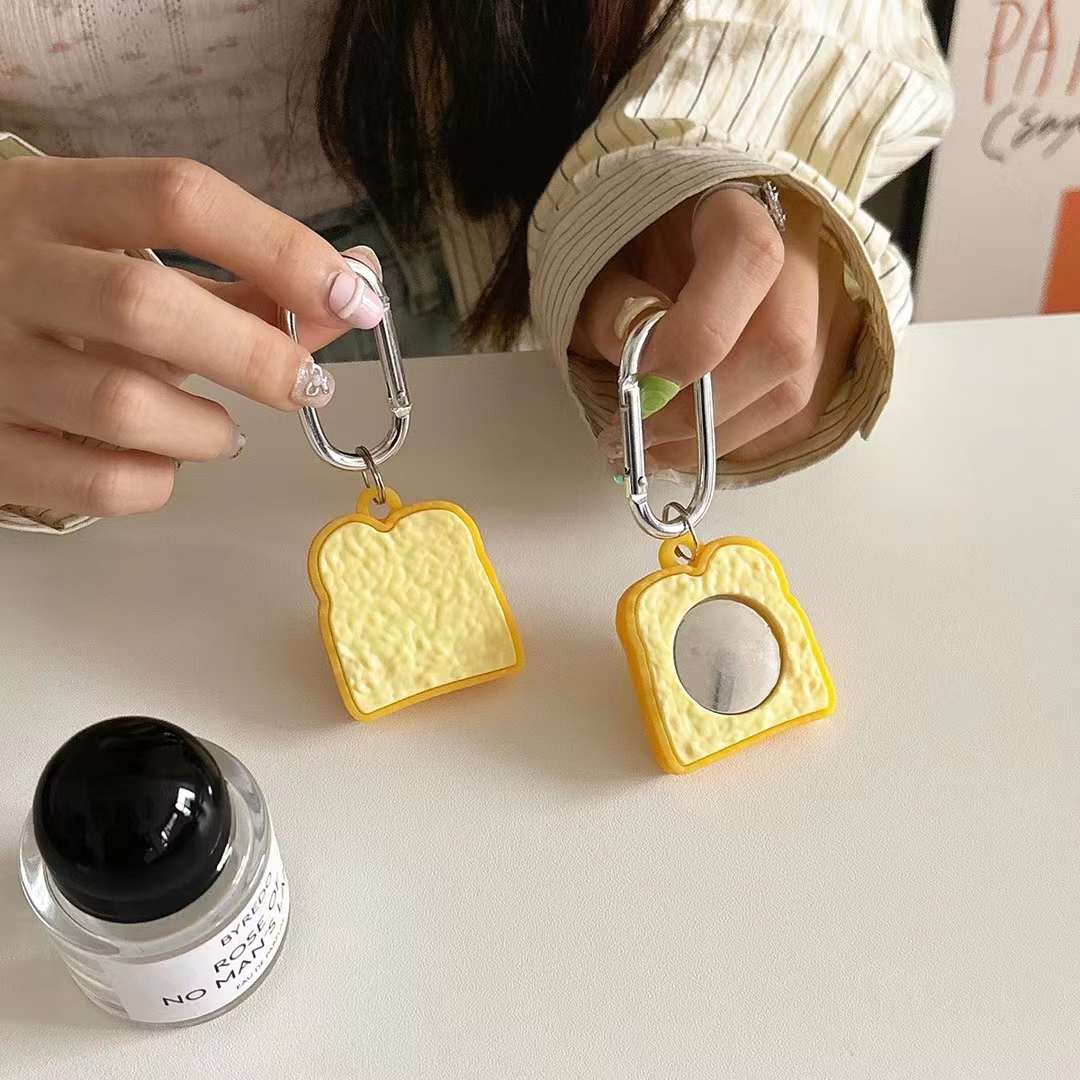 Cute Air Tag Keychain Bread Case