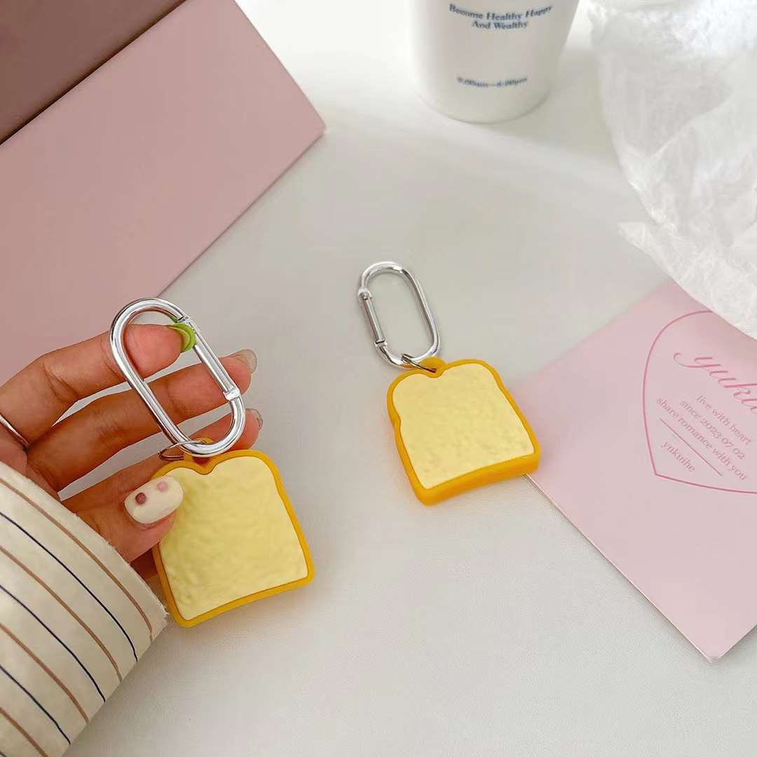 Cute Air Tag Keychain Bread Case