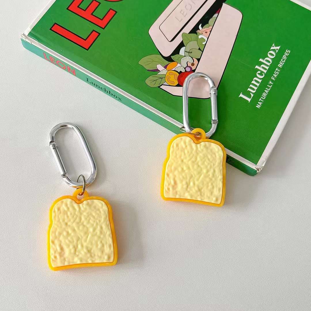 Cute Air Tag Keychain Bread Case