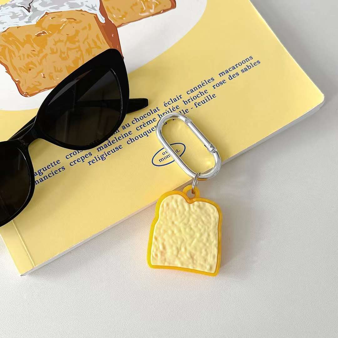 Cute Air Tag Keychain Bread Case