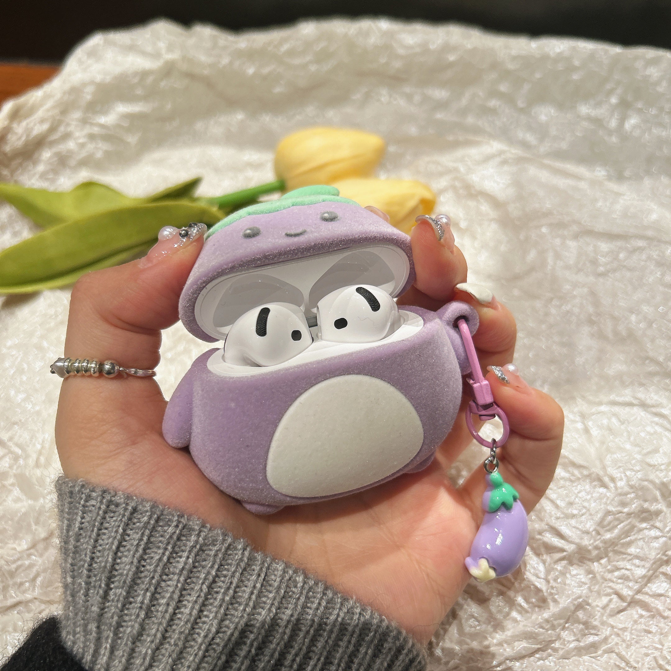 Cute Eggplant AirPods 1/2/3/4 Pro 1/2 Case