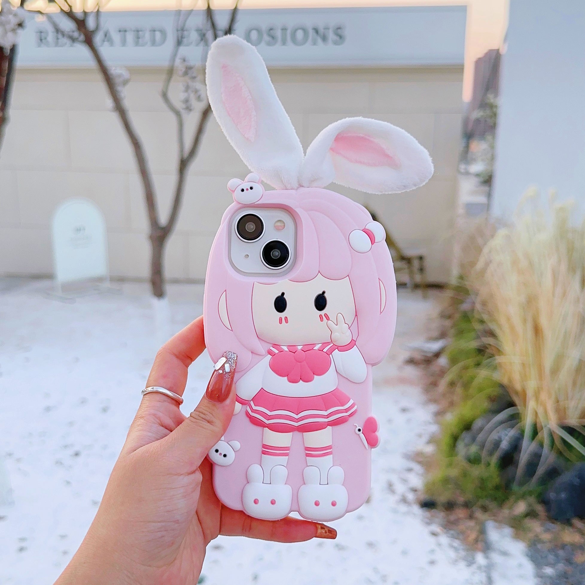 Cute Doll iPhone Case with Rabbit Ear Design