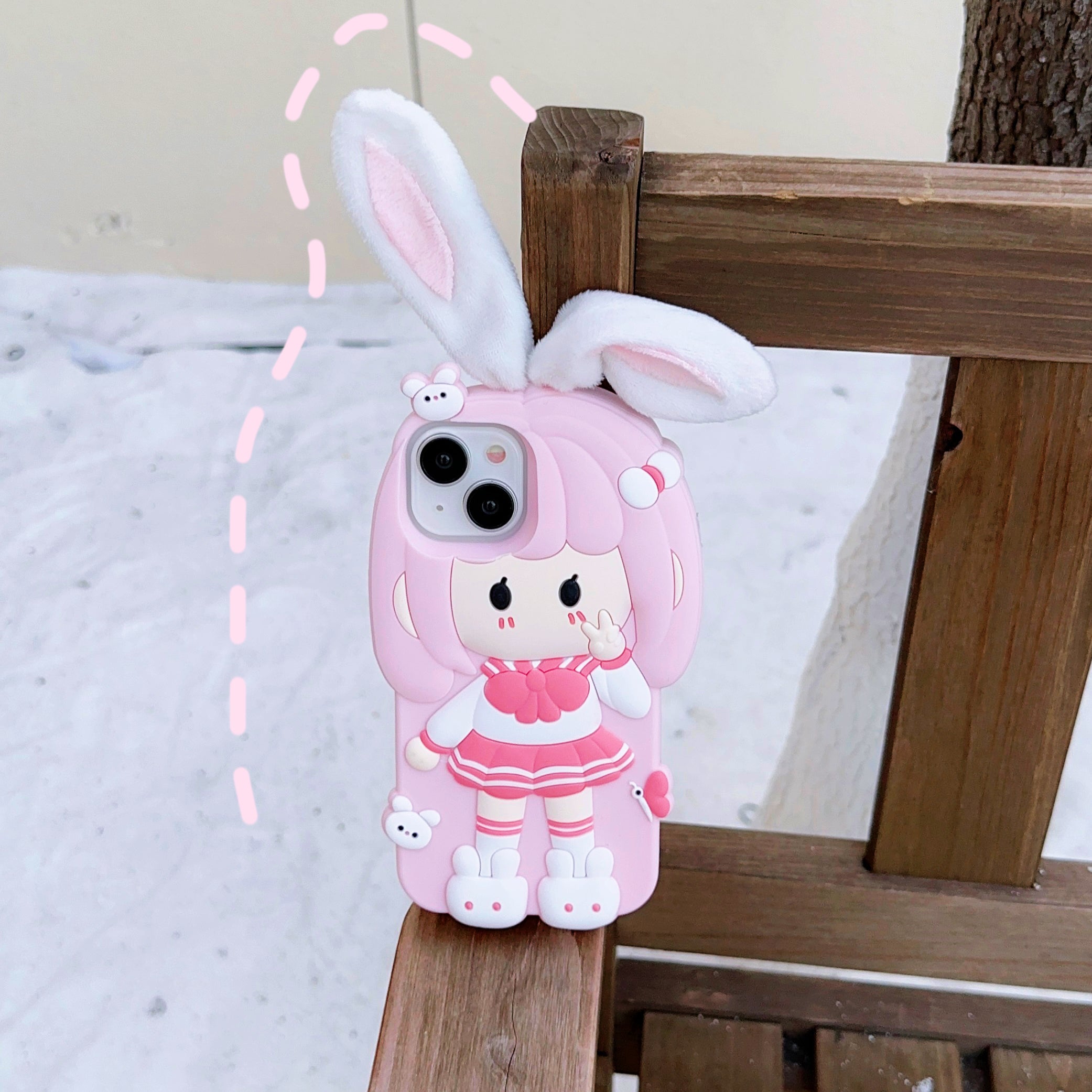 Cute Doll iPhone Case with Rabbit Ear Design