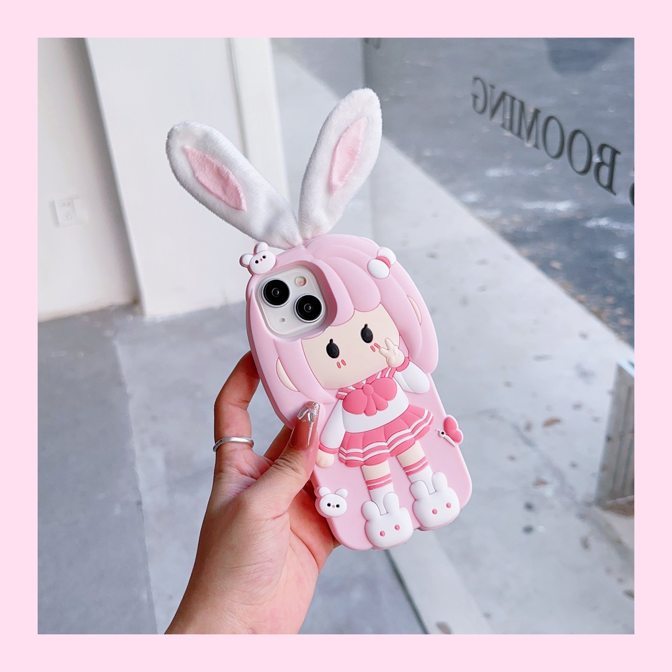 Cute Doll iPhone Case with Rabbit Ear Design