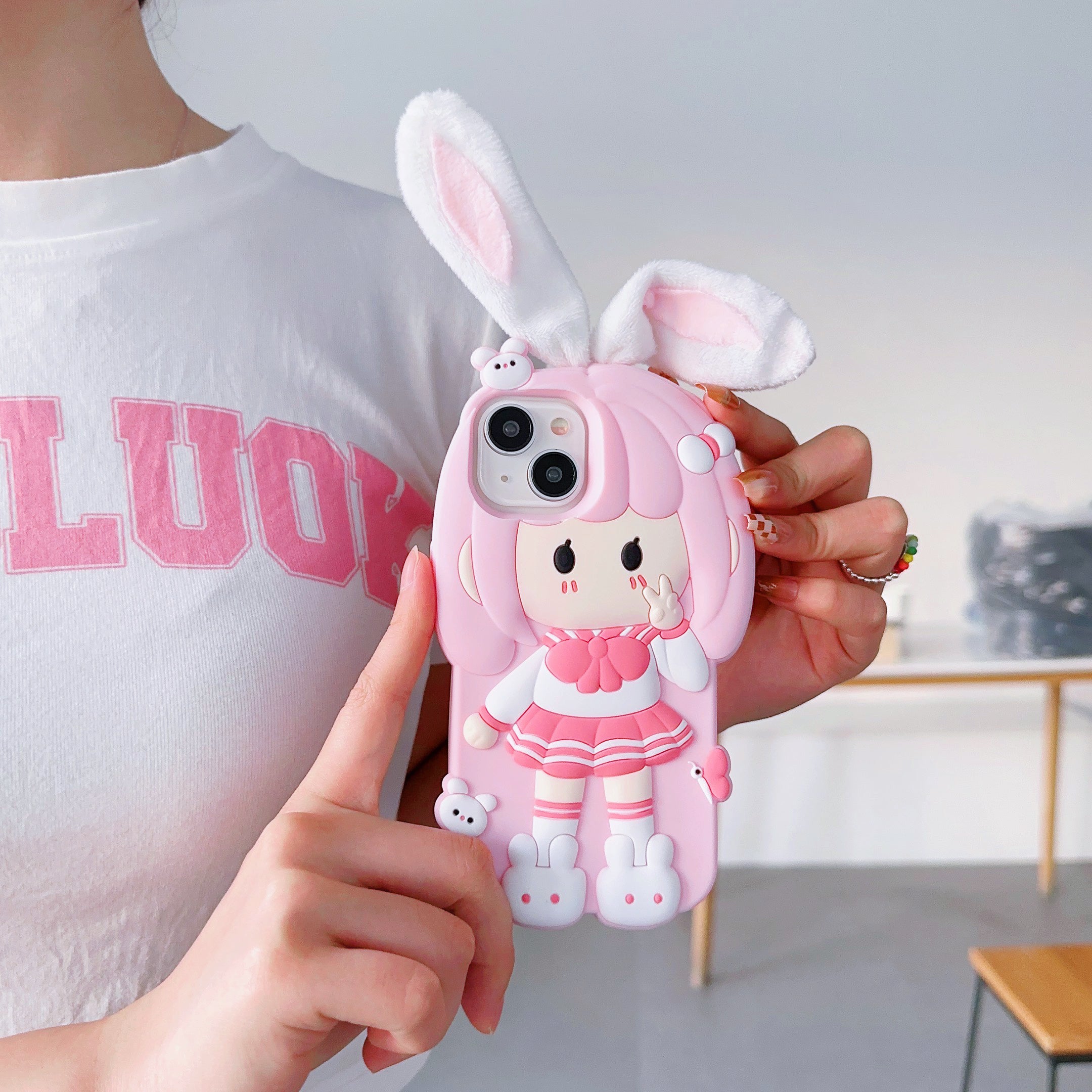 Cute Doll iPhone Case with Rabbit Ear Design