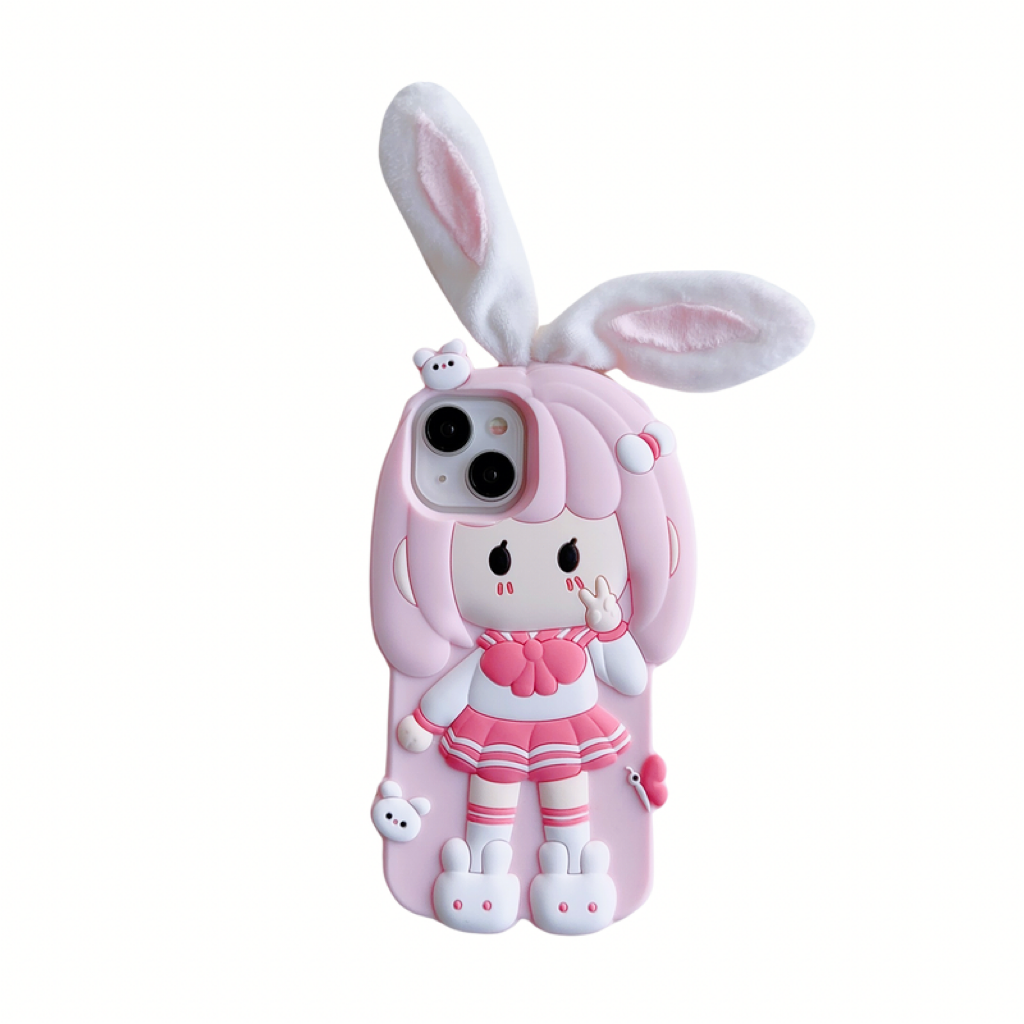 Cute Doll iPhone Case with Rabbit Ear Design