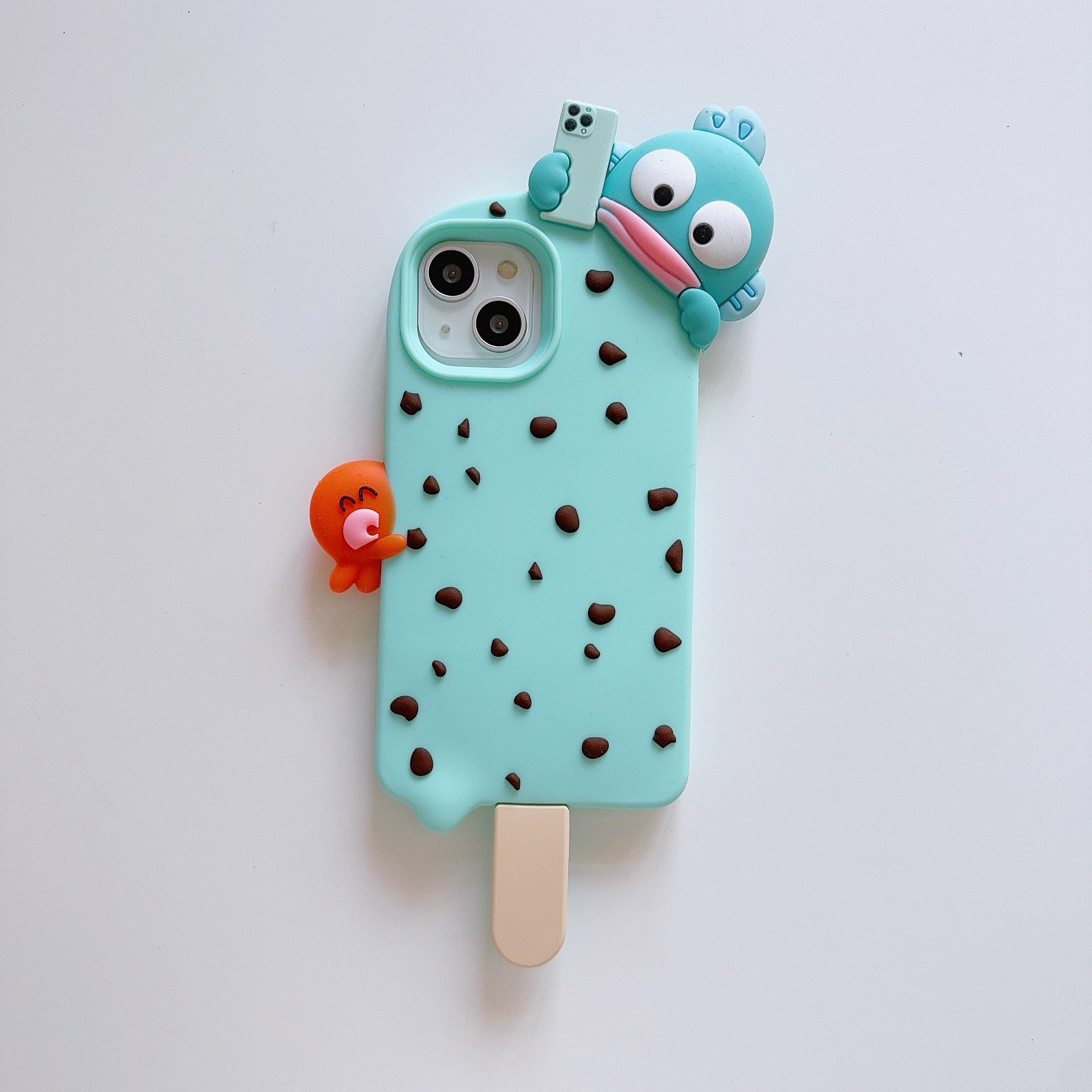 Adorable Cartoon Character iPhone Pouch with Mini iPhone Charm