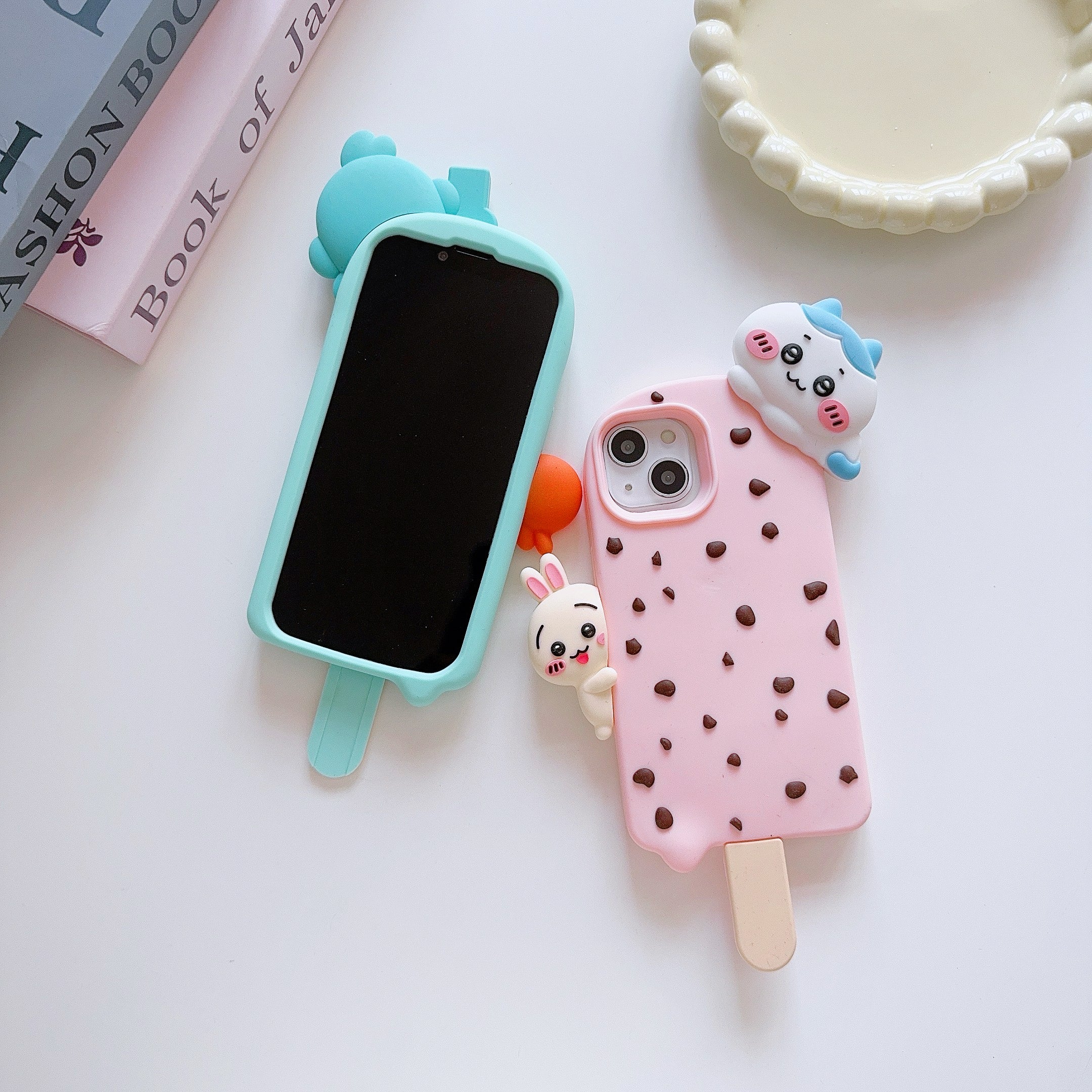 Adorable Cartoon Character iPhone Pouch with Mini iPhone Charm