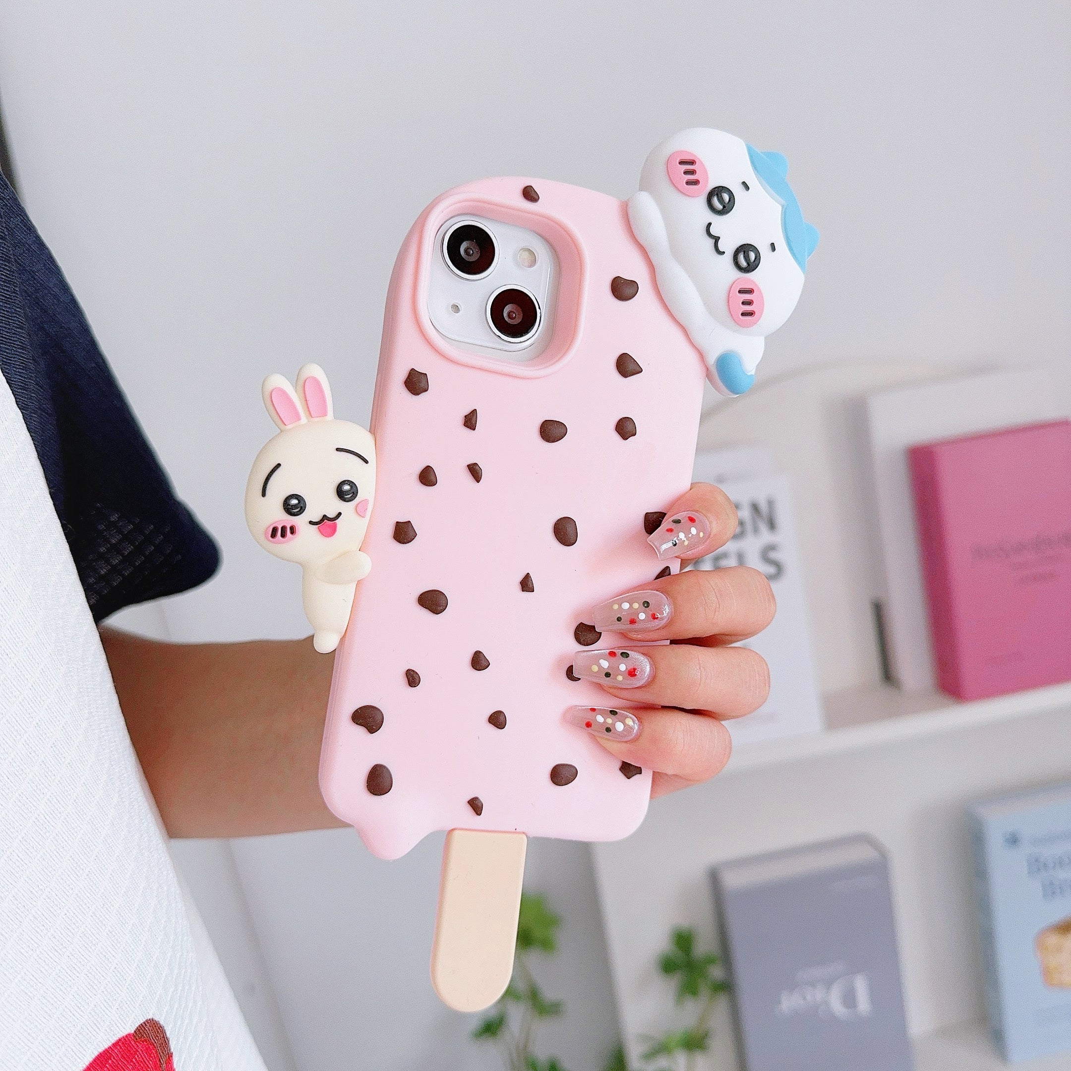 Adorable Cartoon Character iPhone Pouch with Mini iPhone Charm