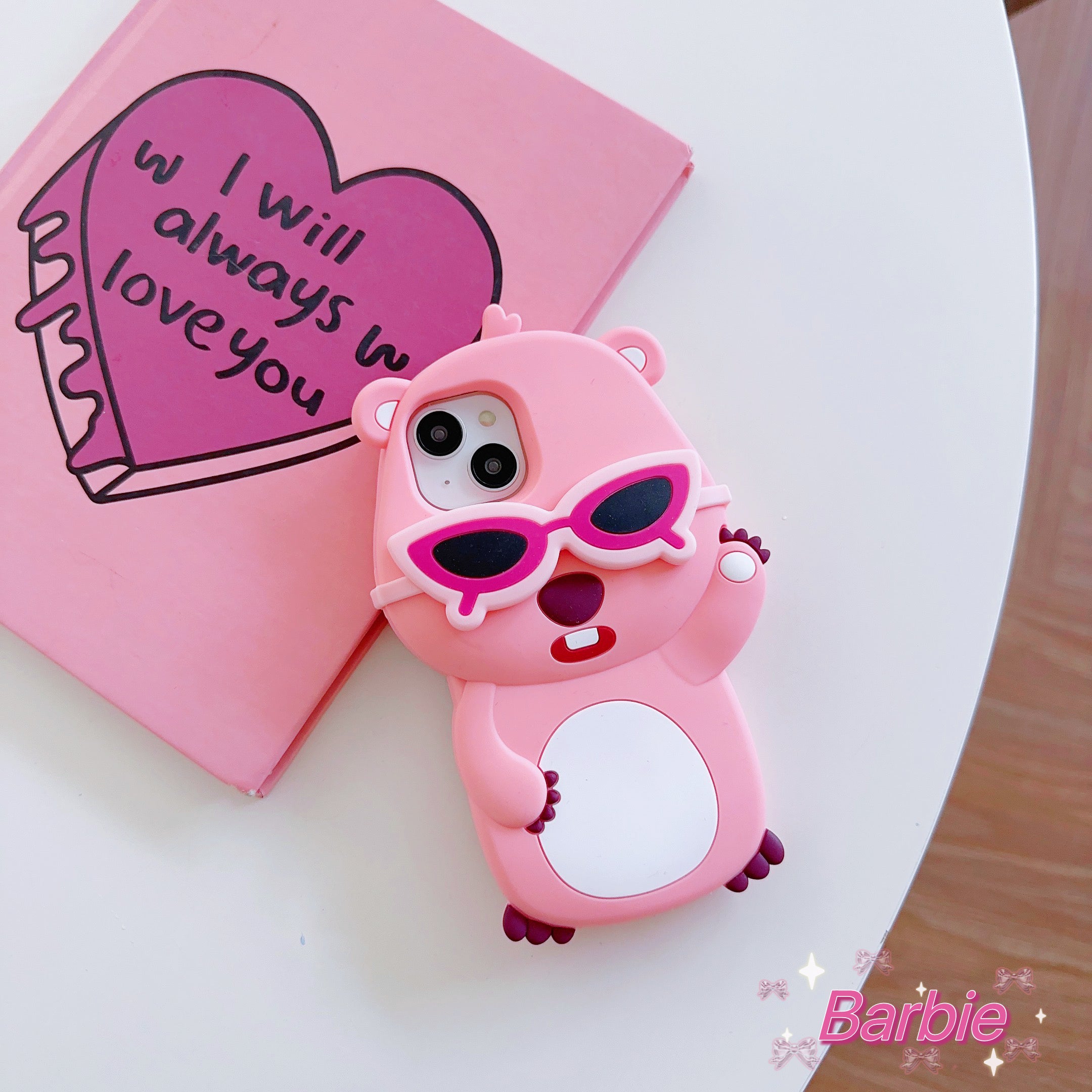 Cute Pink Teddy with Glasses iPhone Case for a Playful Look