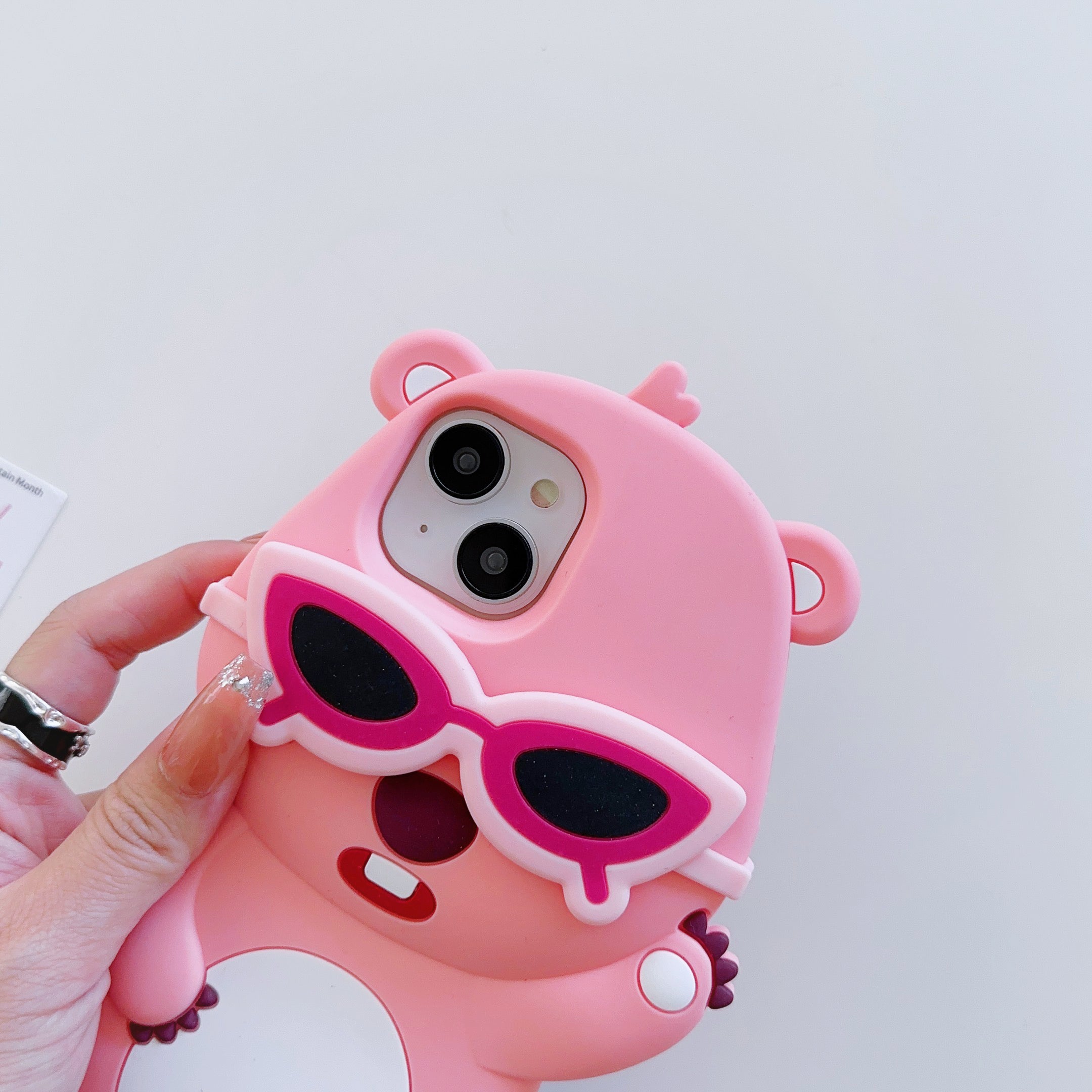 Cute Pink Teddy with Glasses iPhone Case for a Playful Look