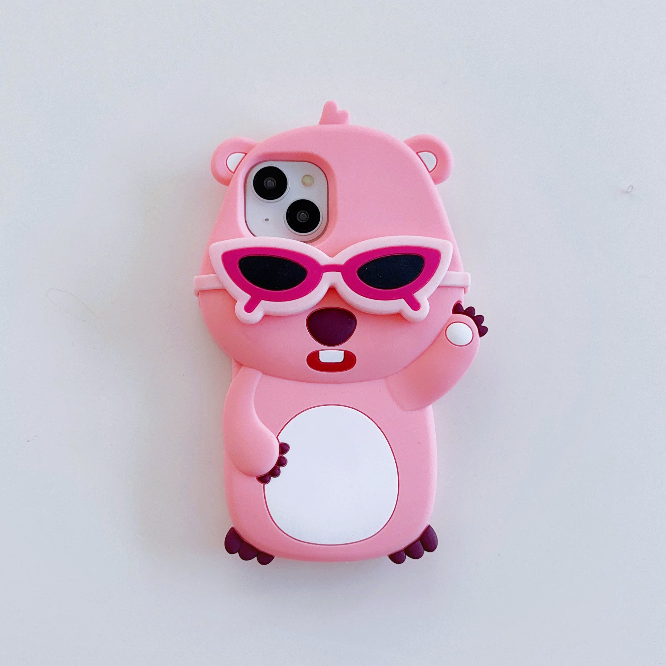 Cute Pink Teddy with Glasses iPhone Case for a Playful Look