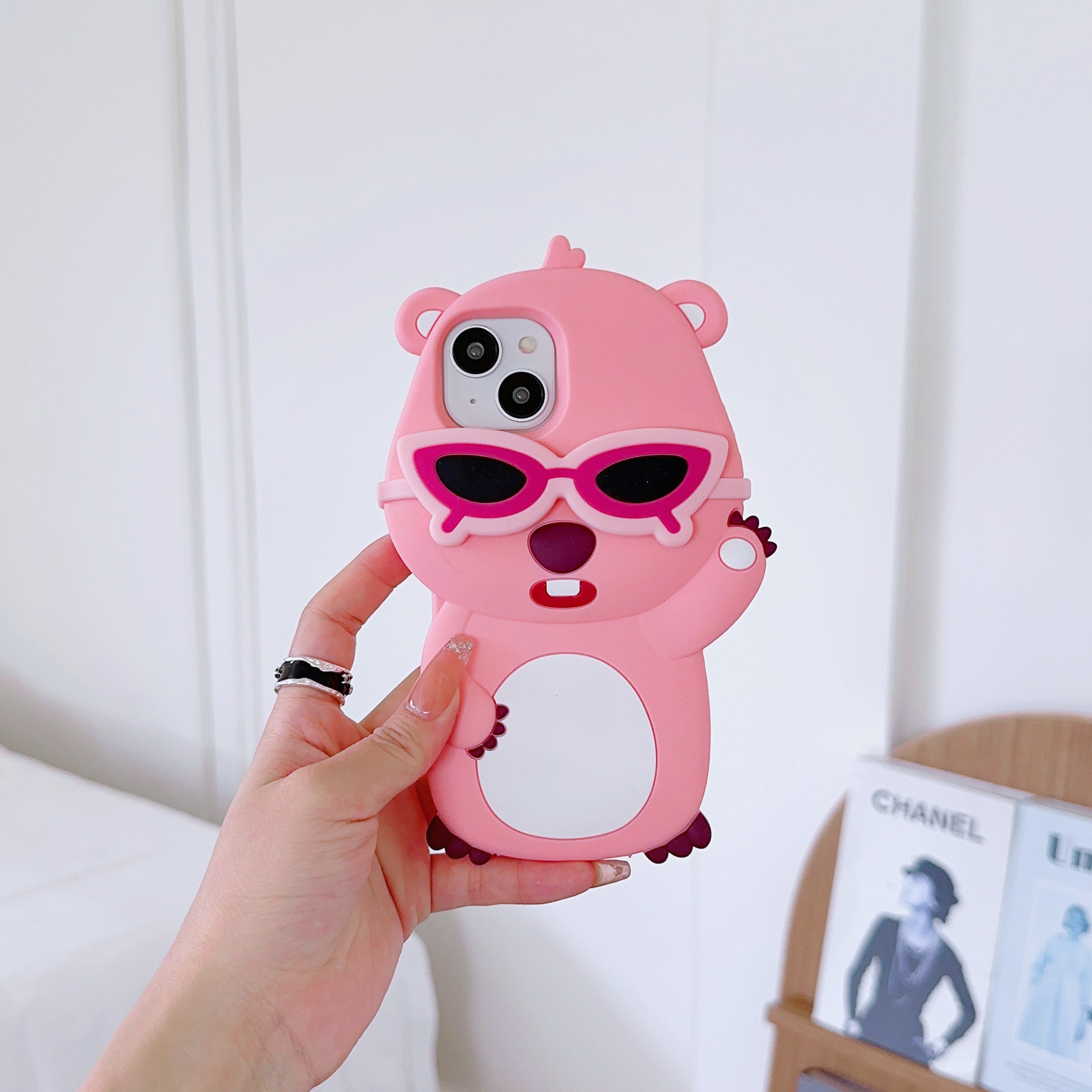 Cute Pink Teddy with Glasses iPhone Case for a Playful Look