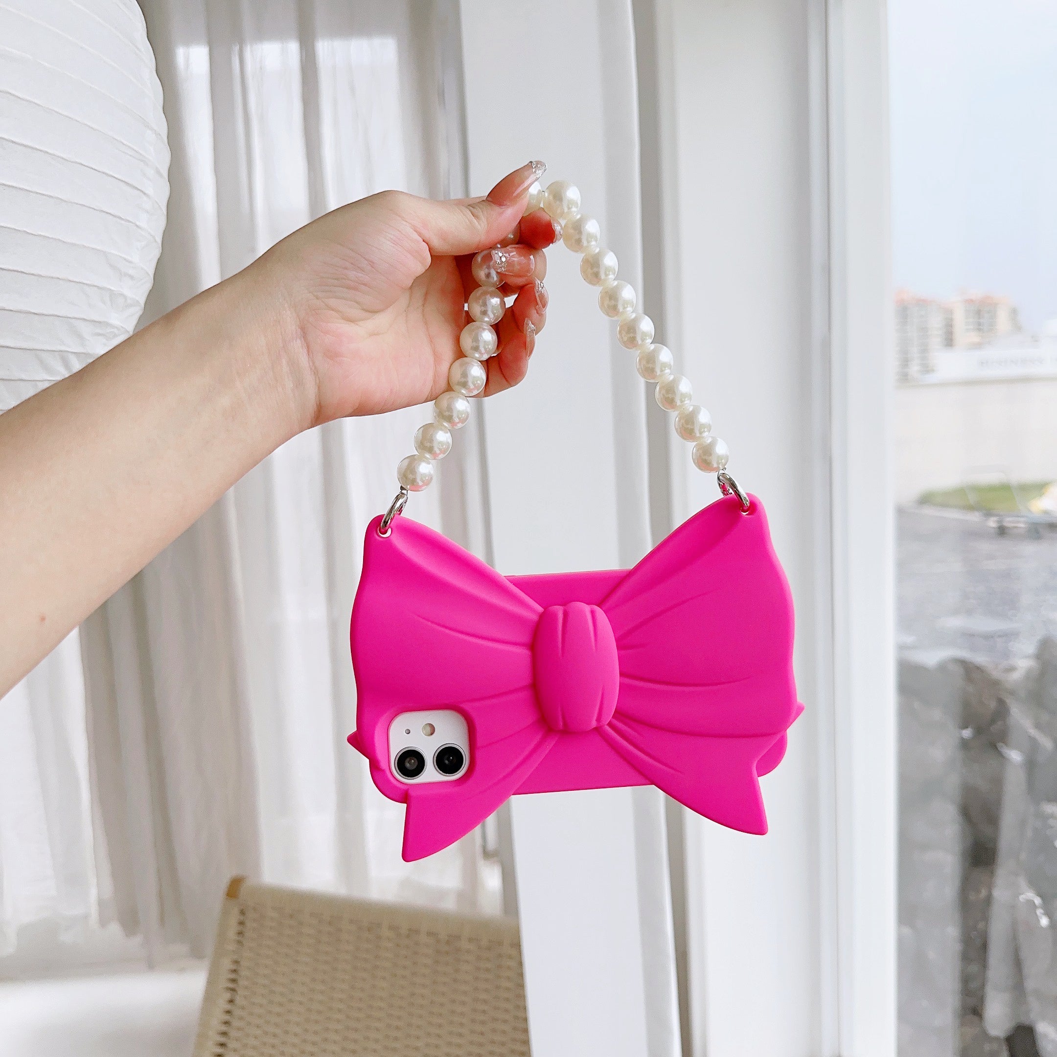 Elegant Pink Knot Shaped Carry iPhone Pouch